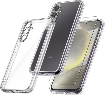 Etui do Samsung Galaxy S24 WZMACNIANE 360° CLEAR + Szkło 9H