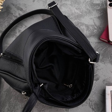 СТИЛЬНАЯ ЧЕРНАЯ КОЖАНАЯ ЖЕНСКАЯ СУМКА НА ПЛЕЧЕ