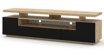 Szafka RTV EVA 180 dąb artisan / czarny mat + LED