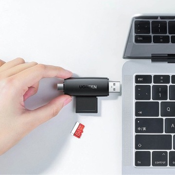 Ugreen adapter czytnik kart SD / micro SD (USB-A / USB-C) czarny