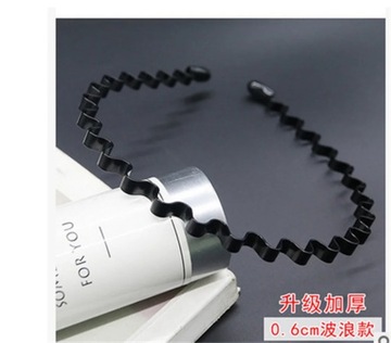 Unisex Metal Wavy Spring Hair Hoop Black Non Slip Outdoor Sports Headbands