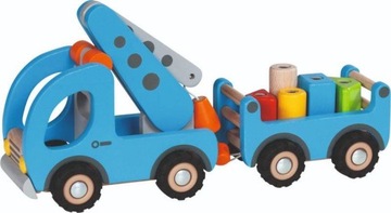 Drewniane auto z elementami dla dzieci Dźwig Żuraw Goki 3+