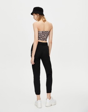 Pull & Bear XXJ ocs crop TOP tuba ANIMAL PRINT S