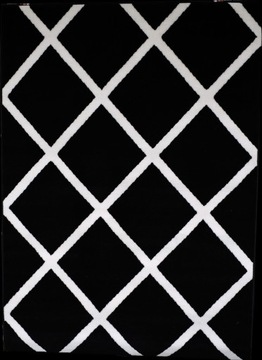 DYWAN PLUSZOWY WŁOS 180x250 BOHO CZARNA KRATA