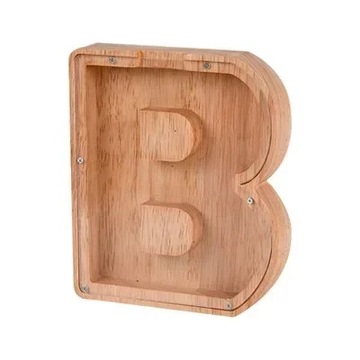 26 English Letters Shape Simple Wooden Piggy Cash Register Coin Home Ornam