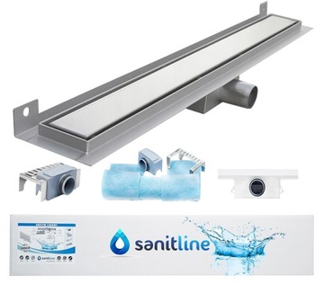 Odpływ liniowy PRZYŚCIENNY SANITLINE 2w1 POD PŁYTKĘ lub GŁADKI 70 cm NISKI