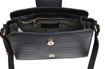 Czarna TOREBKA damska LISTONOSZKA CROSSBODY Lulu Castagnette EKO krokodyl