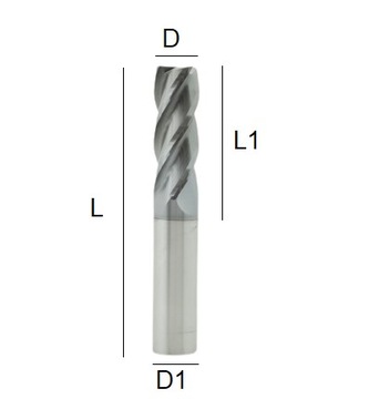 Твердосплавная фреза VHM 1мм 1x3x50 45 HRC 4Z/4F