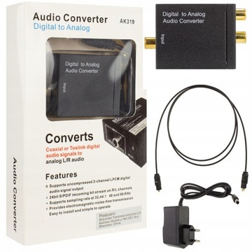 Оптический преобразователь TOSLINK COAXIAL в 2x RCA CINCH