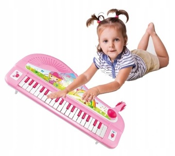 Интерактивная органная клавиатура для фортепиано со светодиодной подсветкой, розовая 6605