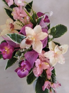 Цветы на могилу БУКЕТ ДЛЯ ВАЗЫ искусственная ОРХИДЕЯ