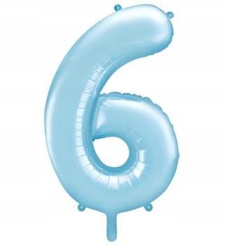 Balon foliowy PASTELOWY BŁĘKITNY 86 cm Cyfra 6