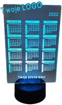 KALENDARZ 2022 LED GRAWEROWANY MULTIKOLOR PLEXI