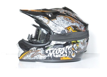 KASK DZIĘCIECY + GOGLE CROSS QUAD ENDURO MTB 53-54