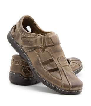 VERTIGO BUTY SKÓRZANE NA LATO 388 BRĄZ 45