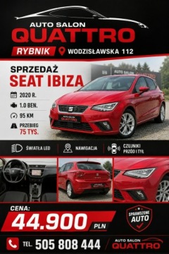 Seat Ibiza V Hatchback 5d 1.0 TSI 95KM 2020 Seat Ibiza Navigacja . Światła Led., zdjęcie 27