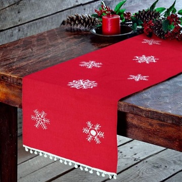 РОЖДЕСТВЕНСКИЙ СТОЛ 38х182см ЛЬНЯНАЯ ВЫШИВКА B2