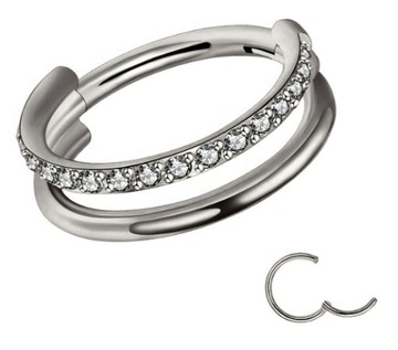 Kolczyk segment clicker Daith Rook Helix podwójny Tytanowy cyrkonie 10mm