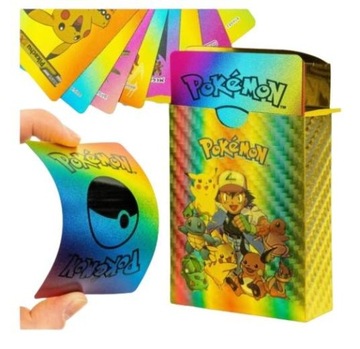Карты POKEMON 4 в 1, 220 шт., золотой, черный, серебряный, разноцветный - Радужный набор