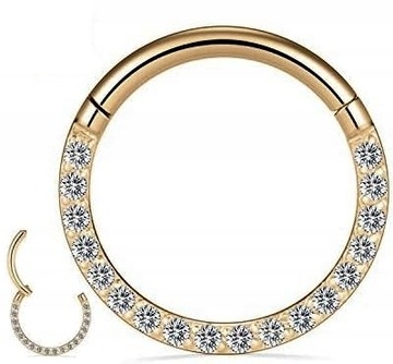 Kolczyk segment clicker septum złoty swarovski lobe helix tragus 1/8mm