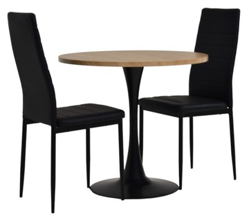 STÓŁ OKRĄGŁY CZARNY + DĄB 80 cm ŚREDNICA TB-01B