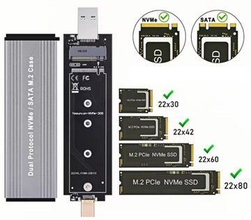 Корпус «2-в-1» SSD NVME SATA M.2 USB и USB-C 3.2