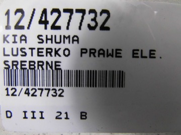 KIA SHUMA FB ZRCÁTKO PRAVÉ ELEKTRICKÉ STŘÍBRNÉ