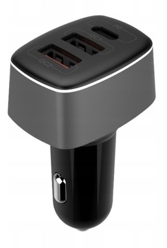 АВТОМОБИЛЬНОЕ ЗАРЯДНОЕ УСТРОЙСТВО ДЛЯ ТЕЛЕФОНА 3x ВХОДА (2xUSB 1x C) 56 Вт PD QC3 3A 12V