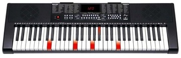 DUŻY KEYBOARD ORGANY PIANINO DO NAUKI 61KL PODŚWIETLANE KLAWISZE LED+STATYW