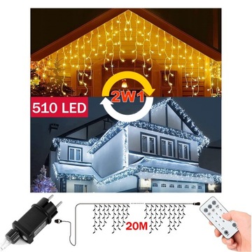 SOPLE 510LED LAMPKI ZEWNĘTRZNE 25M GRUBE FLASH KURTYNA GIRLANDA ŚWIETLNA