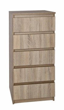 Komoda 50 cm pojemna wąska sonoma 5 szuflad MILO