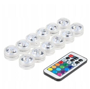 12x BEZPRZEWODOWA LAMPA LED RGB Z PILOTEM