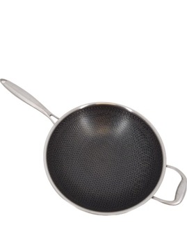 HexClad Hybrydowy wok 30 cm ze stali nierdzewnej - bez PFOA, nieprzywierają