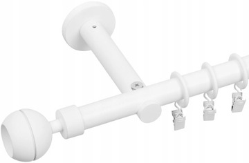 KARNISZ POJEDYNCZY 120 CM 19 MM CZARNY MAT BIAŁY MAT WYBÓR ZAKOŃCZEŃ RENA