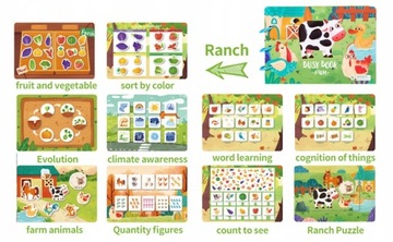 Монтессори-занятая книга для детей 2, 3, 4 лет