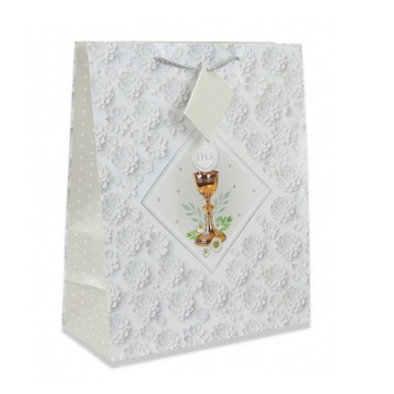 TOREBKA NA PREZENT KOMUNIA KOMUNIJNA BIAŁA 23x18