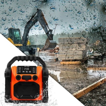 Строительное радио FM 20W RMS Bluetooth 5.1 PowerBank USB-C AUX LED IP55