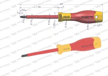 Отвертка PZ2 100 мм, изоляция VDE, сталь S2 Waryński
