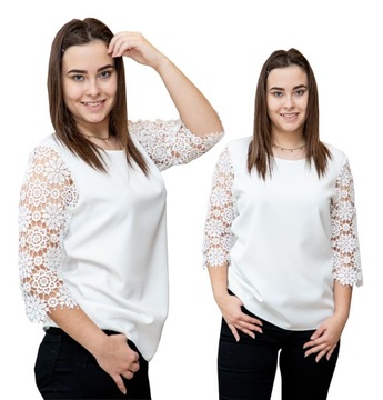 KOBIECA ELEGANCKA BLUZKA DAMSKA KORONKA ŚWIĘTA 44