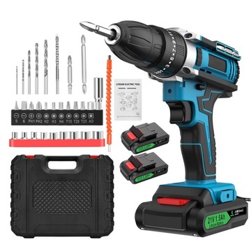 WKRĘTARKO-WIERTARKA UDAROWA AKUMULATOROWA 21+3 MOMENT OBROTOWY + 2AKU 21V