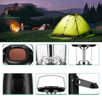 LAMPKA KEMPINGOWA SOLARNA LAMPA NA DYNAMO Z KORBĄ