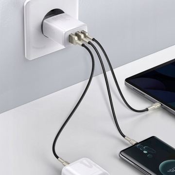 СЕТЕВОЕ ЗАРЯДНОЕ УСТРОЙСТВО 3xUSB QC PD 30 Вт БЫСТРО МОЩНЫЙ USB C USB-C БЕЛЫЙ IPHONE 15