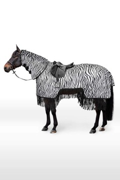 Derka siatkowa treningowa przeciw owadom Horze DEFENDER zebra frędzle r.145