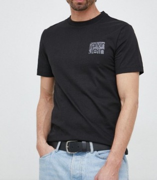 Calvin Klein Jeans T-Shirt męski Czarny z logo k10k111129 beh r. XXL/XXXL