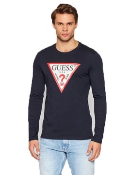 GUESS PÁNSKE TRIČKO S DLHŠIEHO RUKÁVU NAVY r.XL