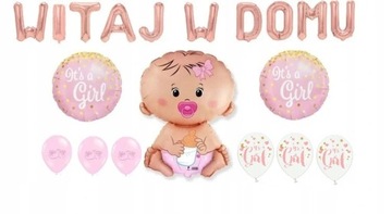 Witaj w Domu Zestaw Balony Narodziny Dziewczynka