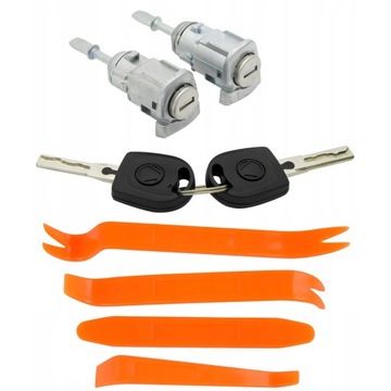 ЗАМОК SKODA FABIA OCTAVIA ВСТАВКА ДВЕРНАЯ ЛЕВАЯ ПРАВАЯ КОМПЛЕКТ + СЪЕМНИКИ