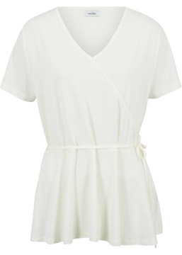 Z7915 SHIRT Z DEKOLTEM W SEREK BIEL WEŁNY R.44/46
