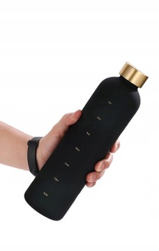 BUTELKA NA WODĘ 1000 ML BIDON Z MIARKĄ SIŁOWNIA FITNESS 1 L CZARNY