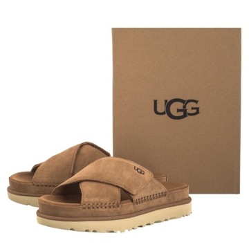 Buty Klapki Zamszowe Damskie UGG W Goldenstar Cross Slide Brązowe